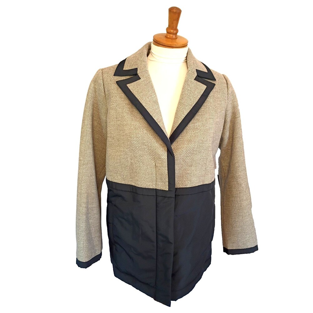 Peace Love World Mixed Media Coat Midnight Blue/Gray Size S A619743 NEW